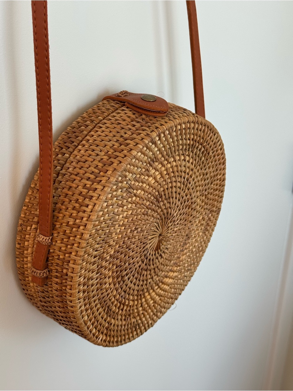 Handmade Round Rattan Crossbody Purse